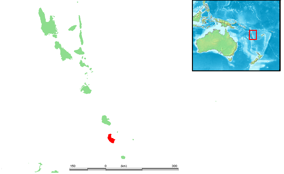 Map of Vanuatu showing Tanna island