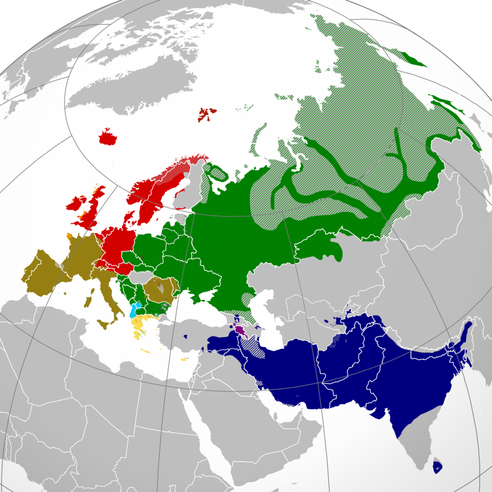 Indo-European language family distribution