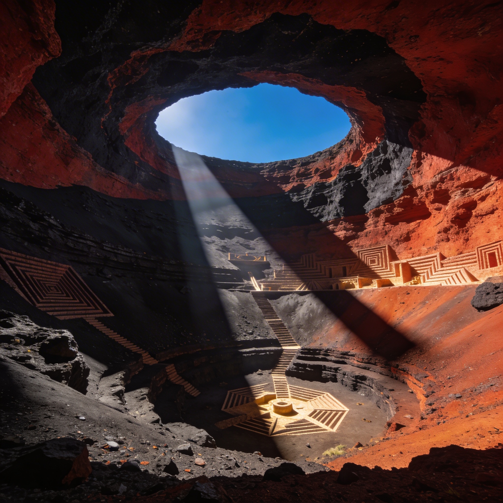 Interior crater chamber with sky opening