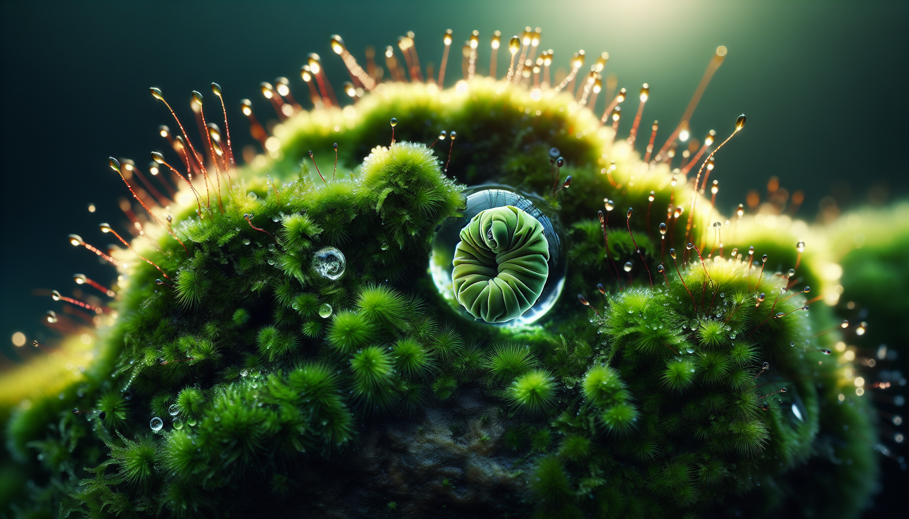 Moss ecosystem with tardigrades